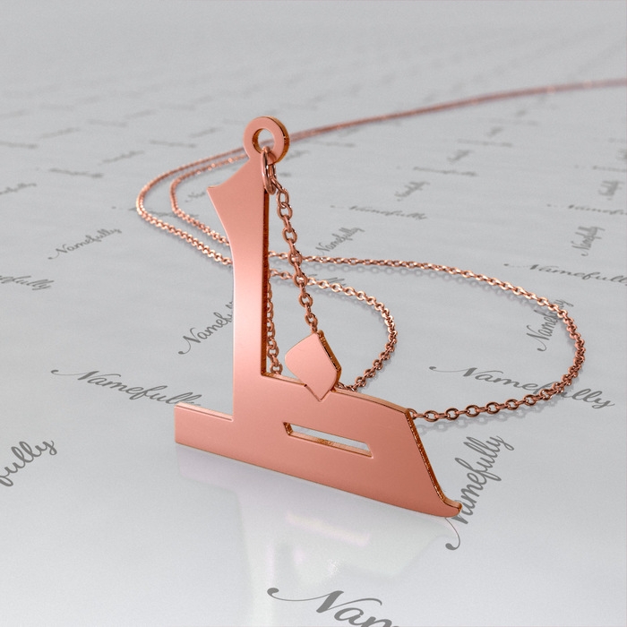 14k Rose Gold Arabic Initial Necklace - "Tha" - 1