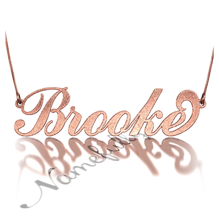 Sparkling Carrie Name Necklace in 10k Rose Gold - "Brooke" - 1