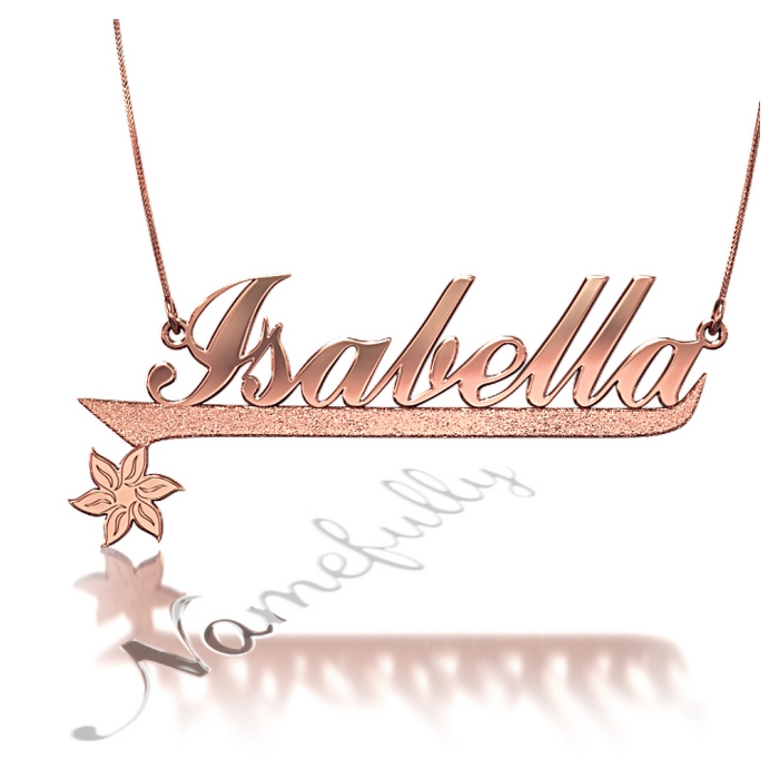 Customized Name Necklace with Sparkling Flower in Rose Gold Plated Silver - "Isabella" - 1