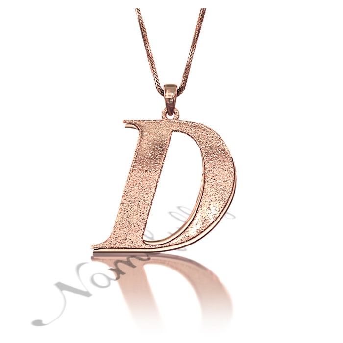 Sparkling Initial Necklace in Rose Gold Plated Silver - "D is Divine" - 1