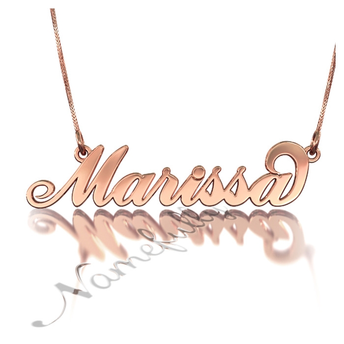14k Rose Gold 3D Carrie-Style Name Necklace - "Marissa" - 1