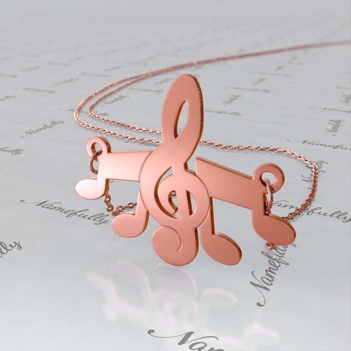 Rose Gold Plated Musical Notes Necklace - 1