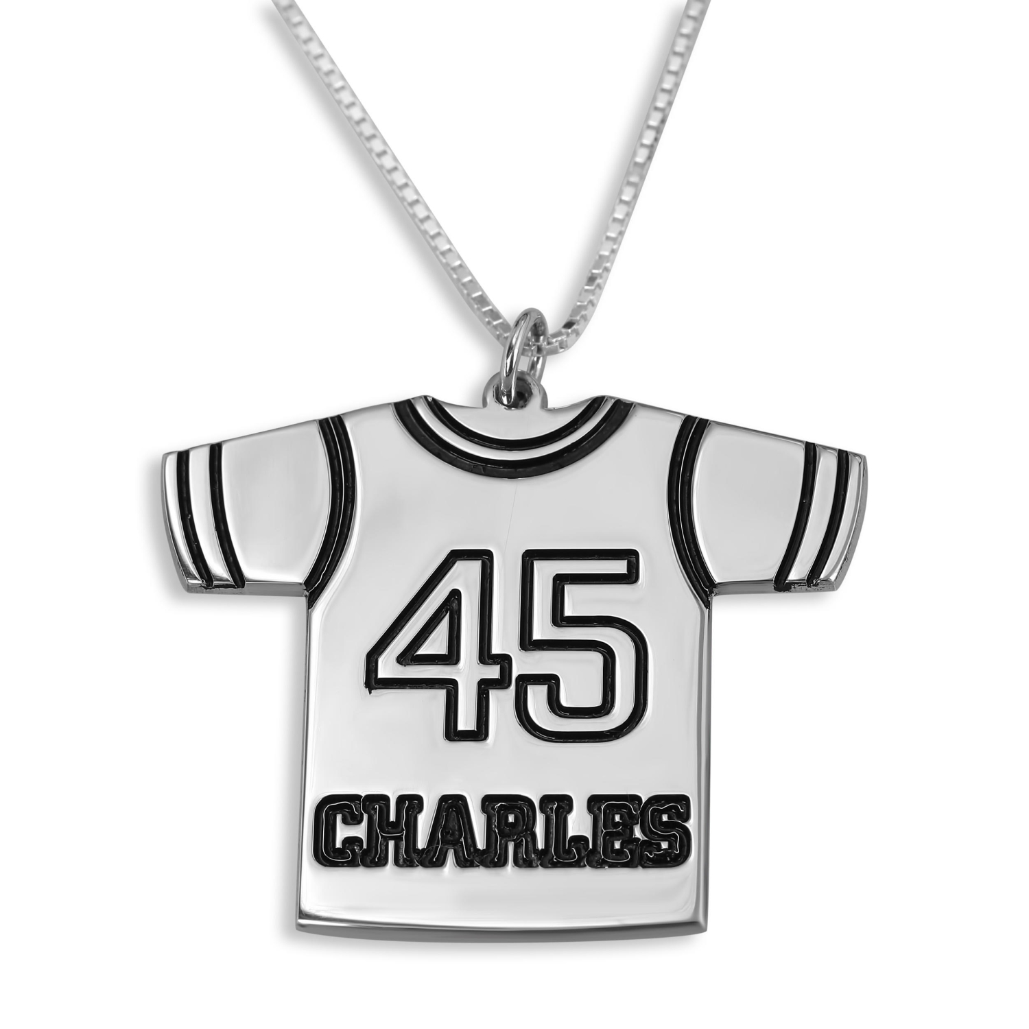 Sports Jersey Name & Number Necklace, Sterling Silver - 1