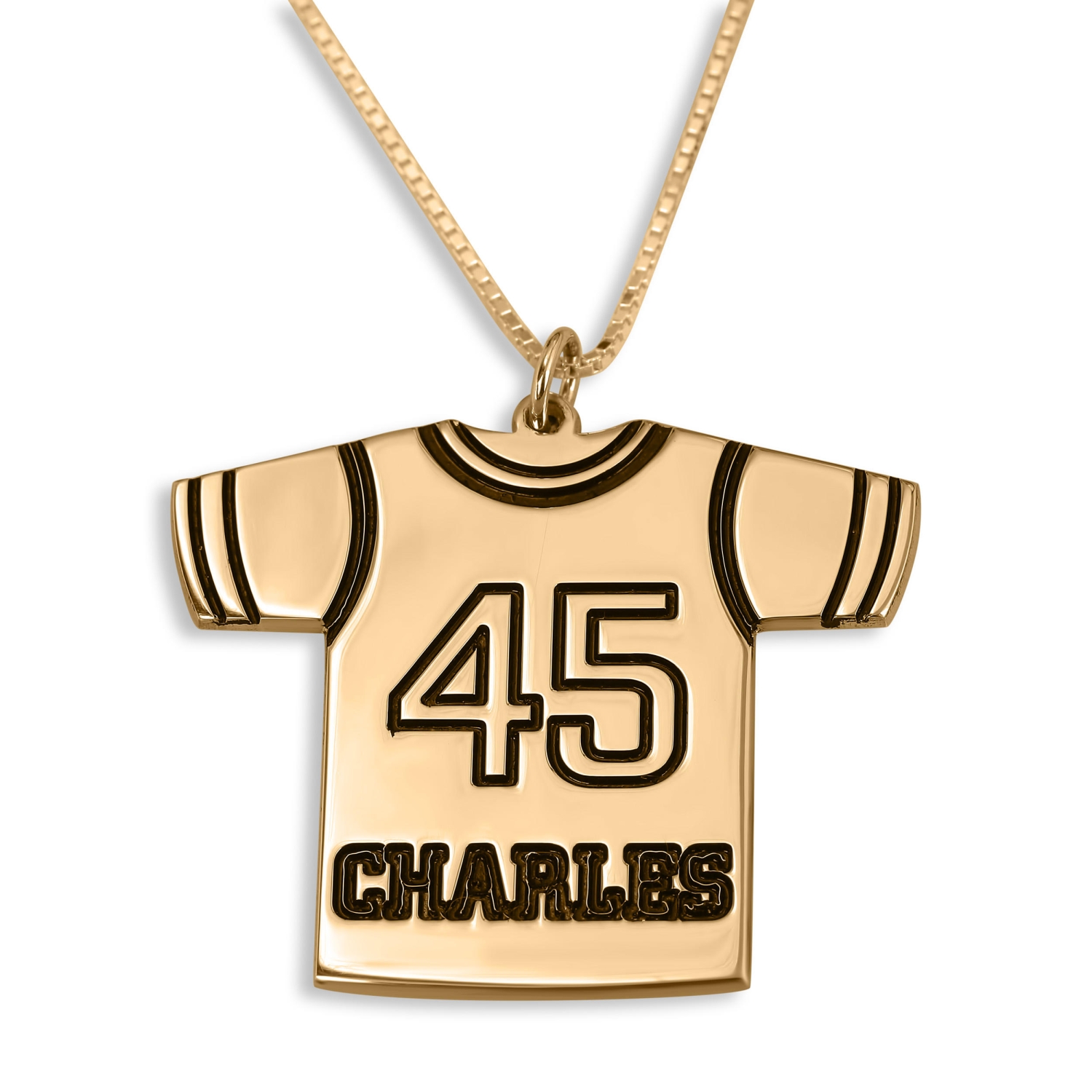 Sports Jersey Name & Number Necklace, 24K Gold Plated - 1