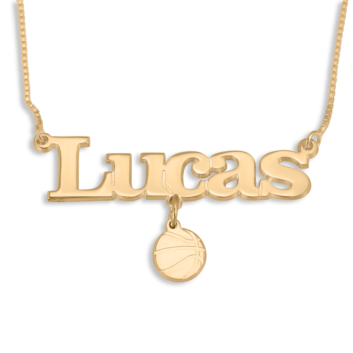 Basketball Name Necklace, 24K Gold Plated Charm - 1