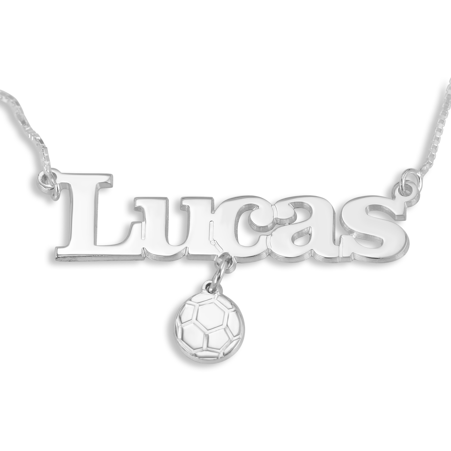 Soccer Charm Name Necklace, Sterling Silver - 1