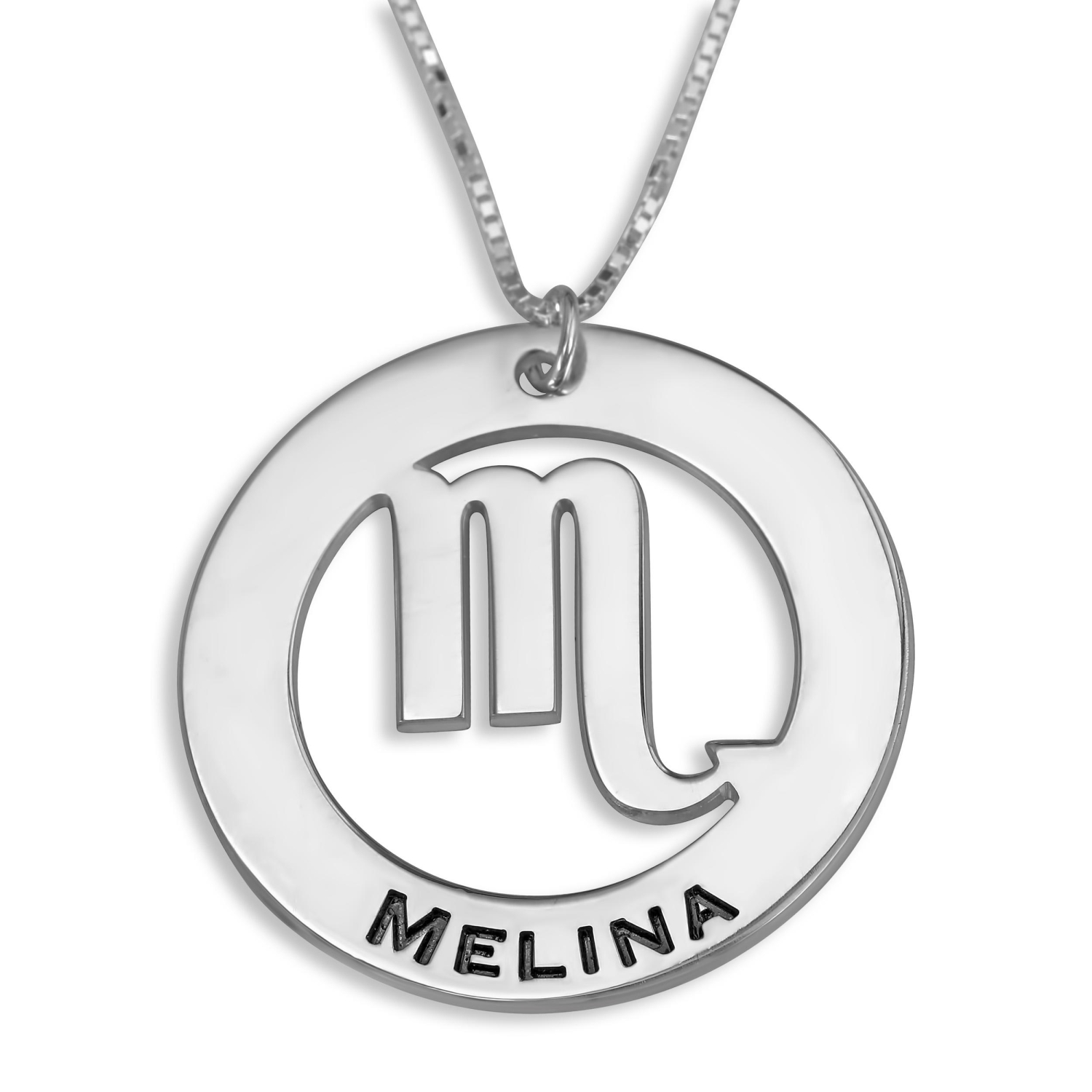 Scorpio Sign Name Necklace, Sterling Silver - 1