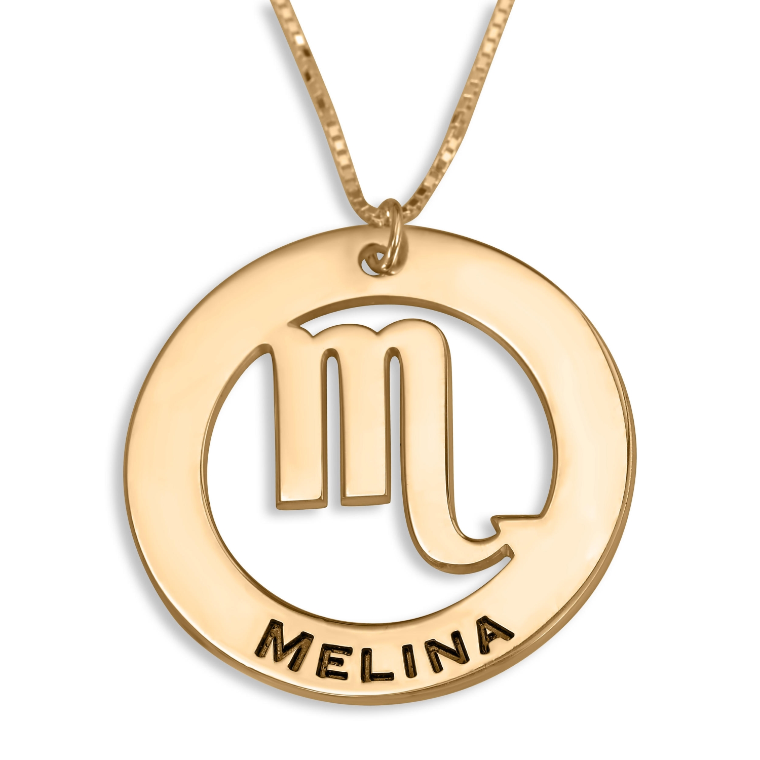 Scorpio Sign Name Necklace, 24K Gold Plated - 1