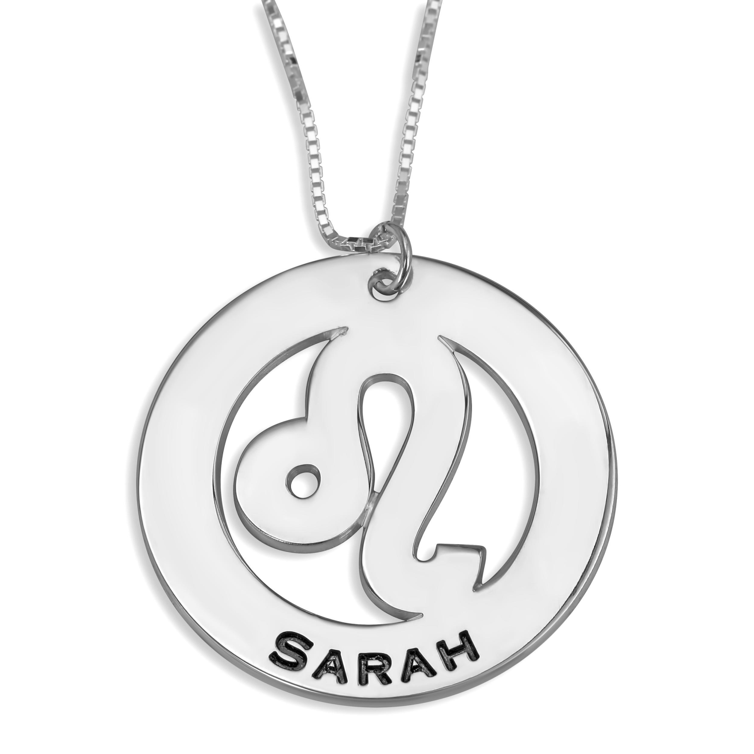 Leo Sign Name Necklace, Sterling Silver - 1