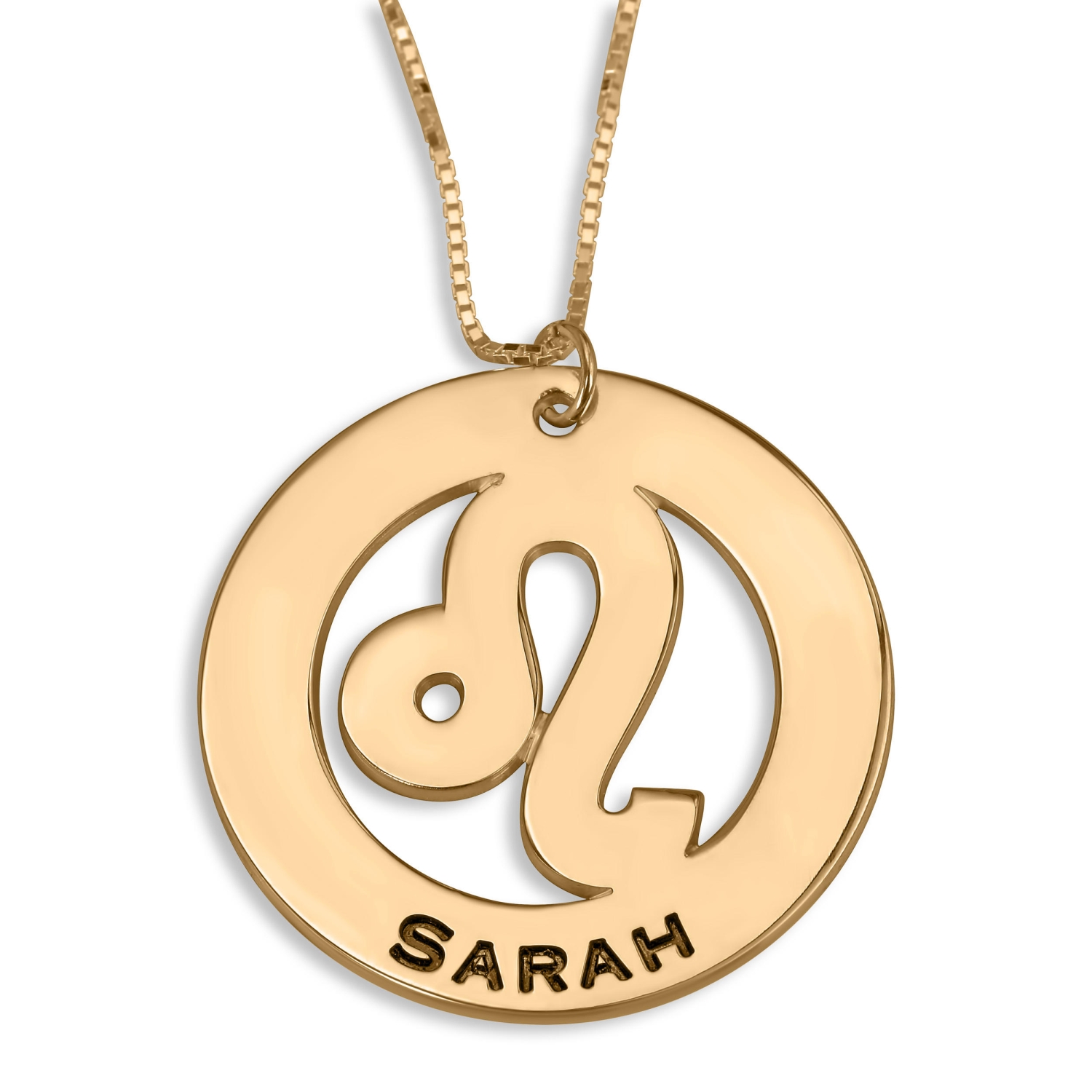 Leo Sign Name Necklace, 24K Gold Plated - 1