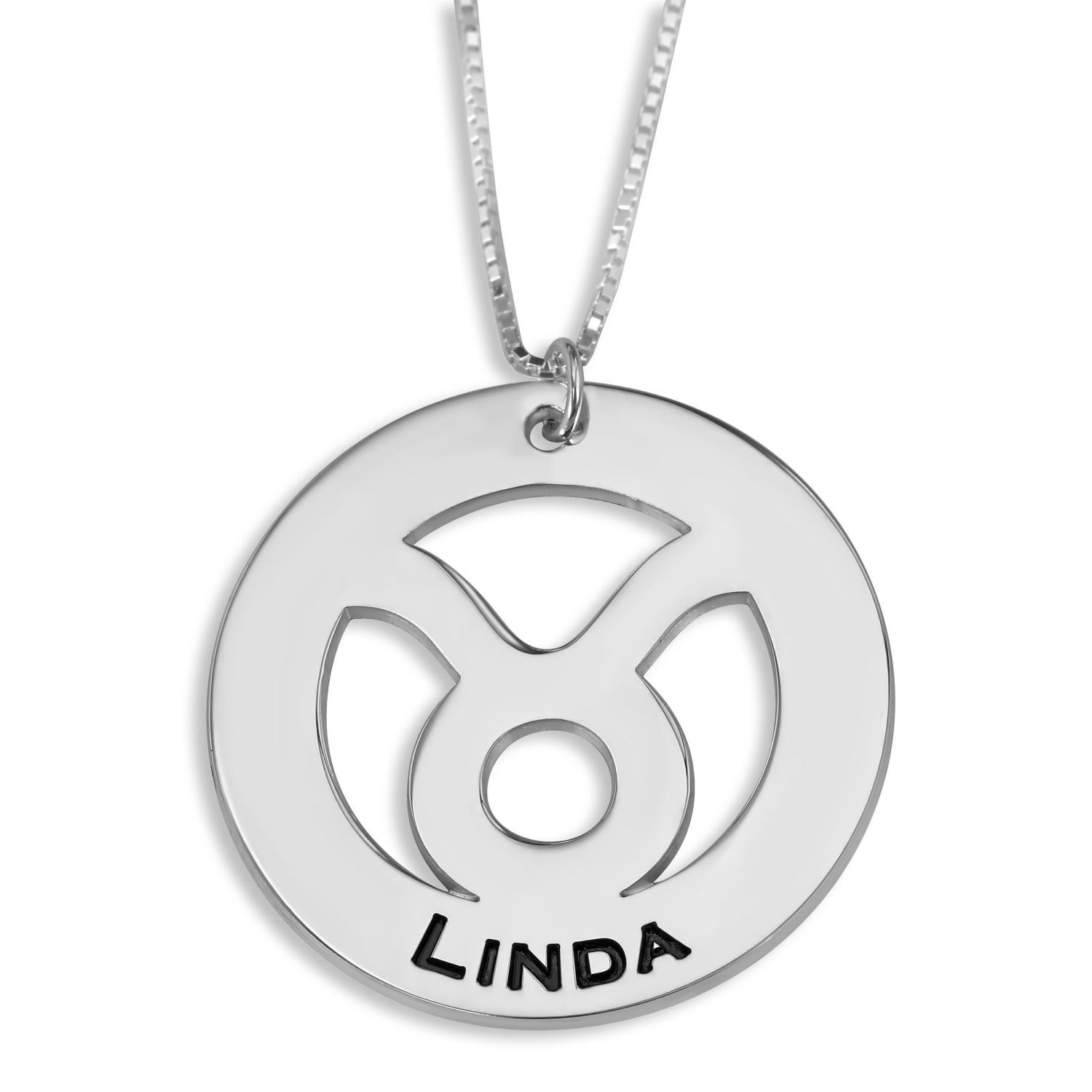 Taurus Sign Name Necklace, Sterling Silver - 1