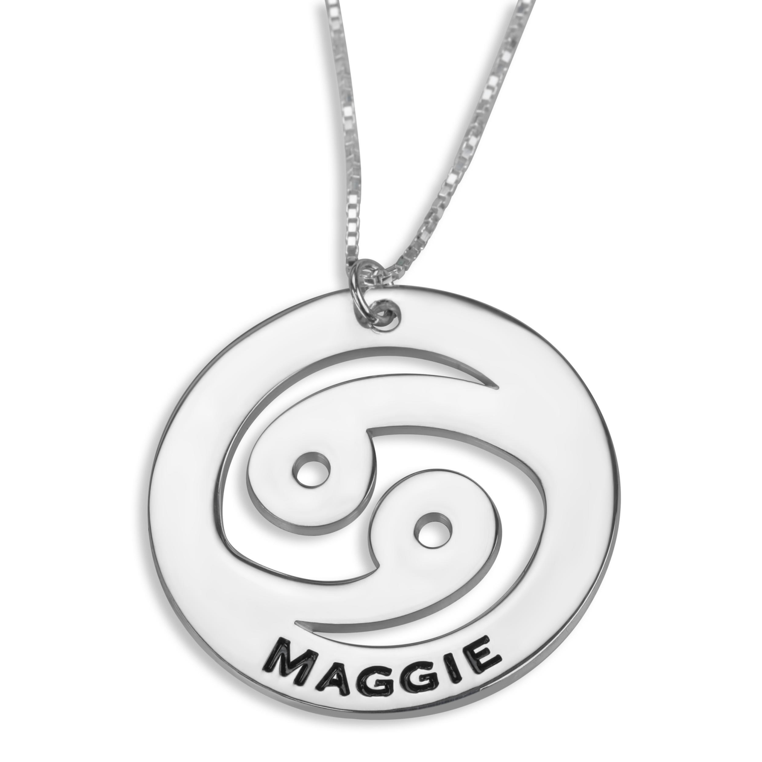 Cancer Sign Name Necklace, Sterling Silver - 1