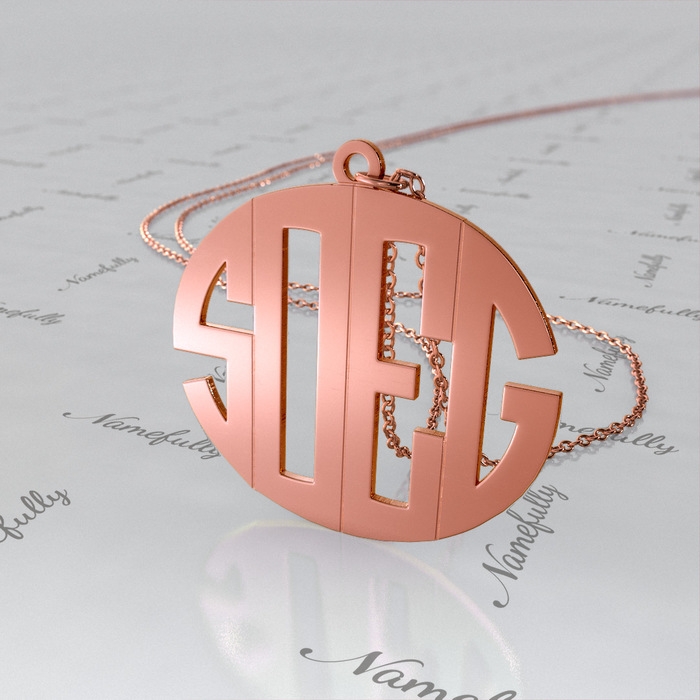 Monogram Necklace with 4 Letters in Rose Gold Plated Silver - "SOEG" - 1