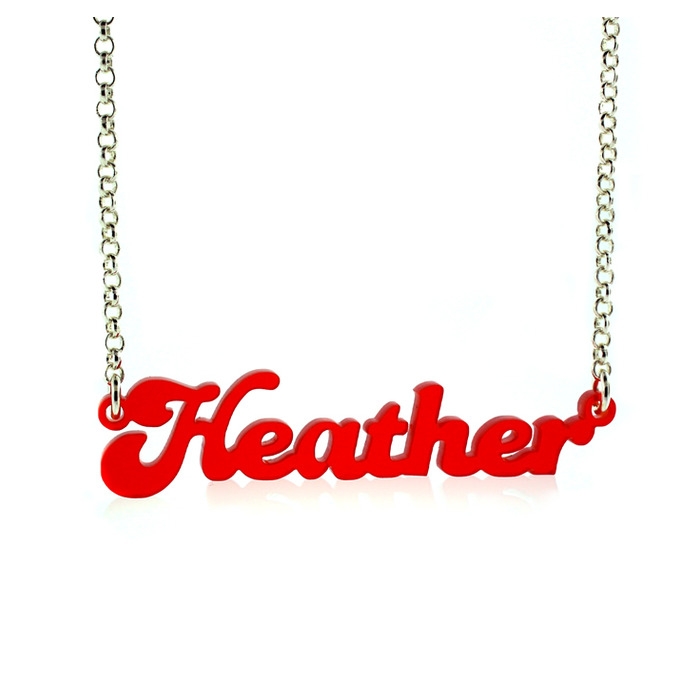 Personalized Acrylic Name Necklace with Retro Design Heather Style - 1