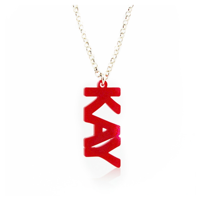 Vertical Name Necklace in Acrylic "Kay" - 1