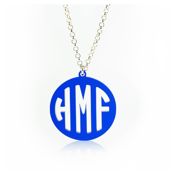 Acrylic Circle Monogram Necklace with Cut-Out Design - 1