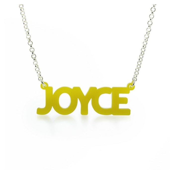 Acrylic Name Necklace with Block Print - "Joyce" - 1