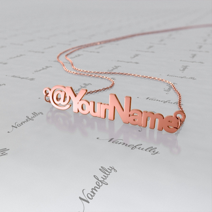 @YourName Twitter Name Necklace in Rose Gold Plated Silver - 1