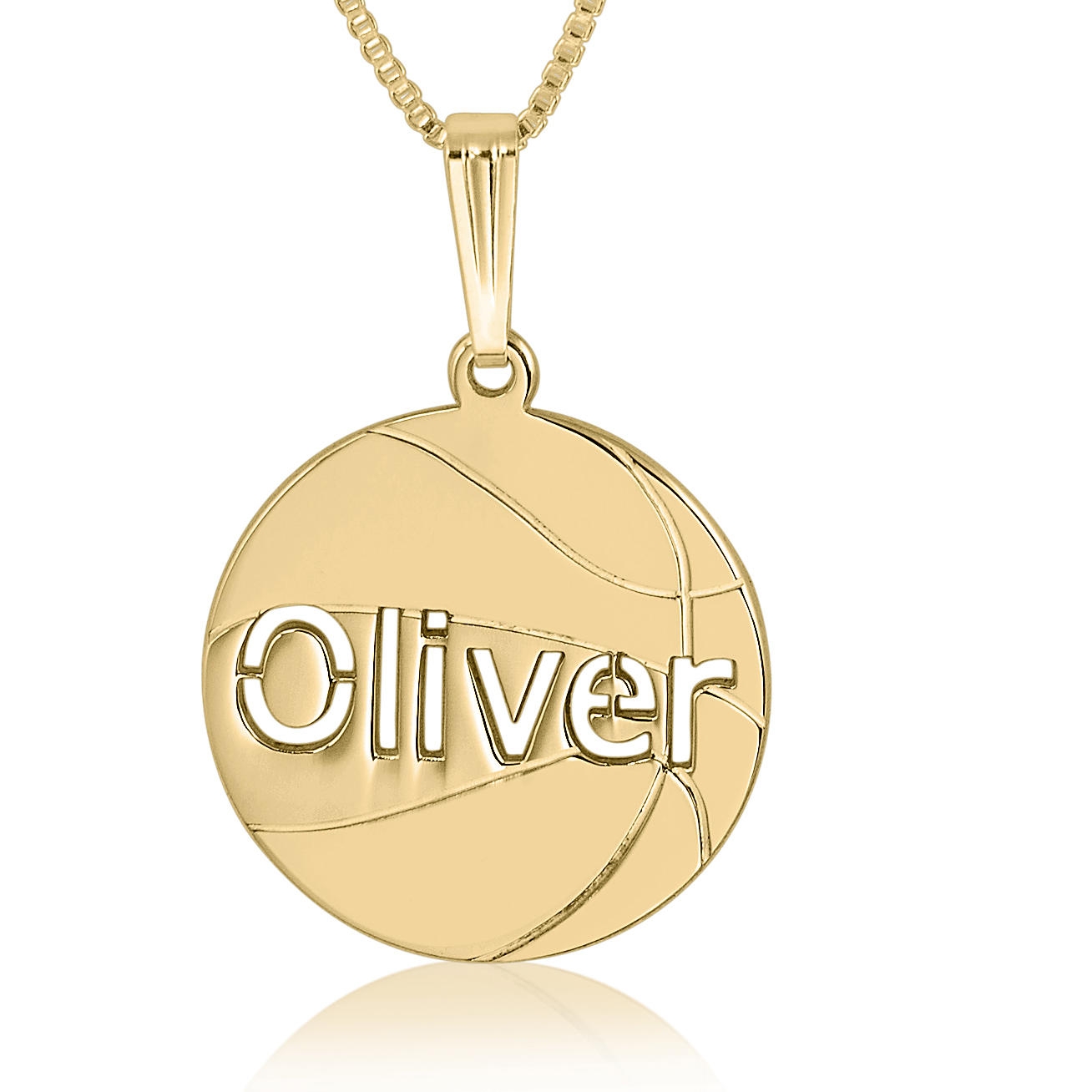 Basketball Name Necklace, Laser Cut-Out, 24k Gold Plated - 1