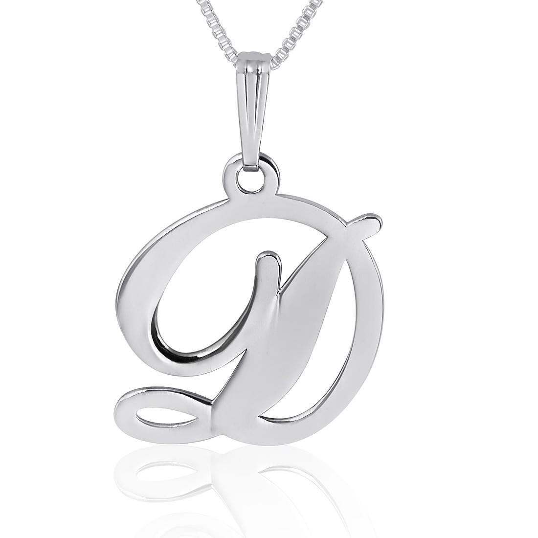 14K White Gold Initial Pendant, Luxe Single Initial - 1