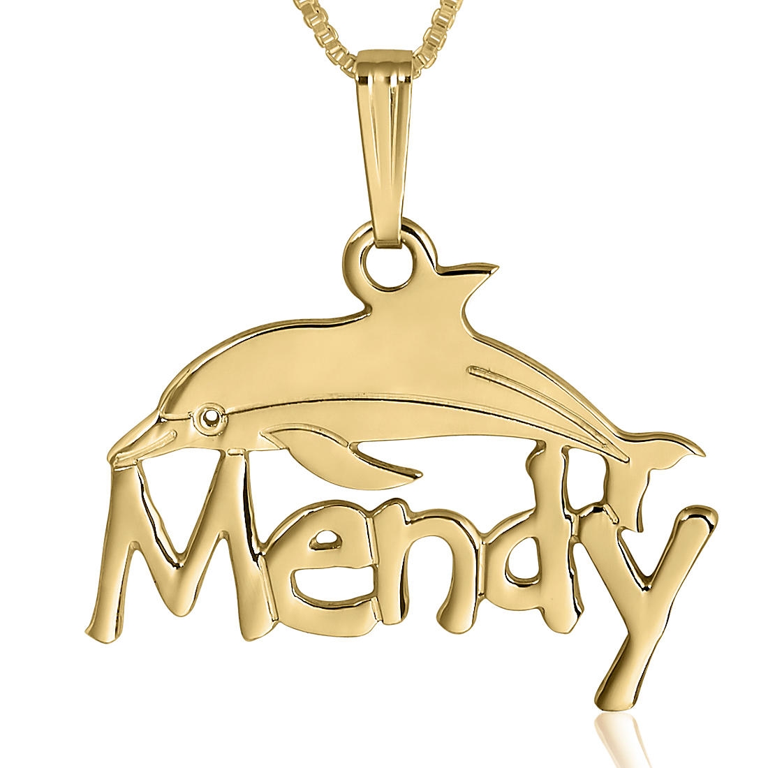 Dolphin Love Name Necklace, 24k Gold Plated - 1