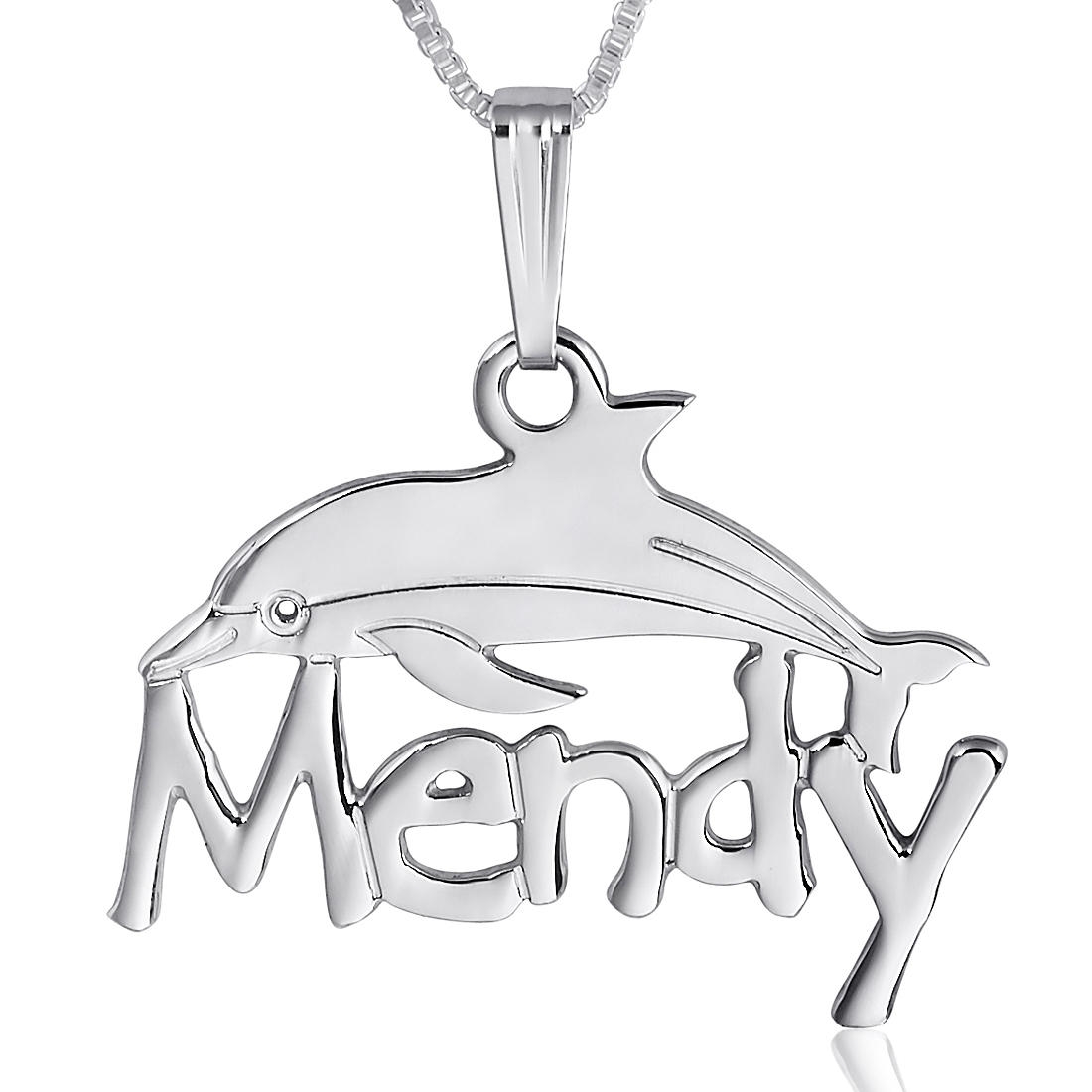 Dolphin Love Name Necklace in Sterling Silver - 1