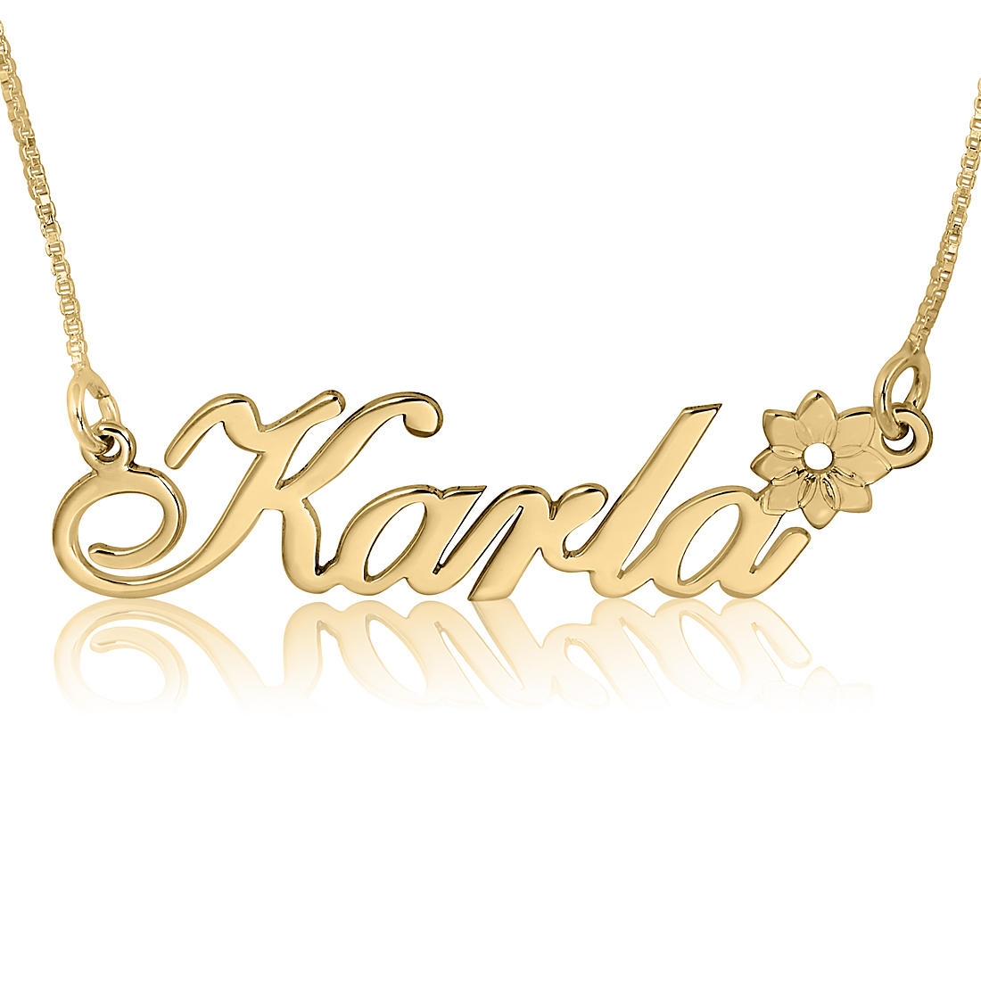 Flower Name Necklace, 24k Gold Plated, Dainty Style - 1