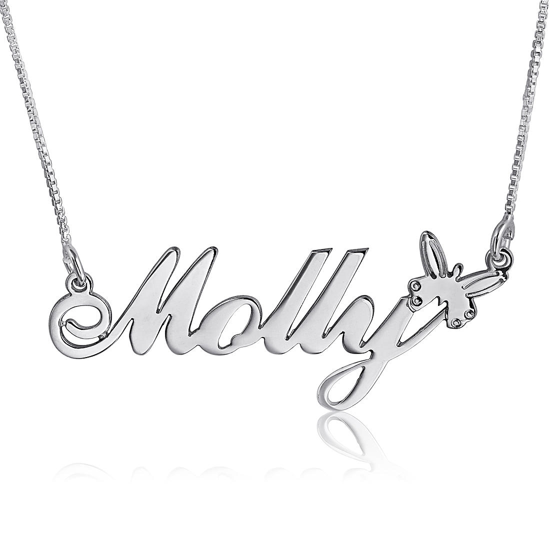 Butterfly Name Necklace, Molly Script, Sterling Silver - 1