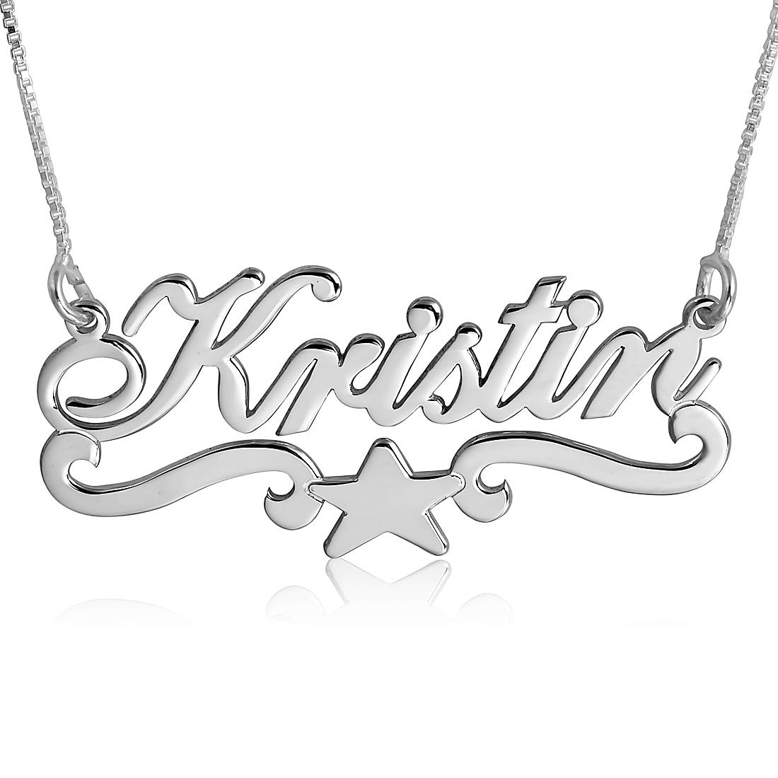 Star Name Necklace, 14k White Gold, Luxe Edition - 1