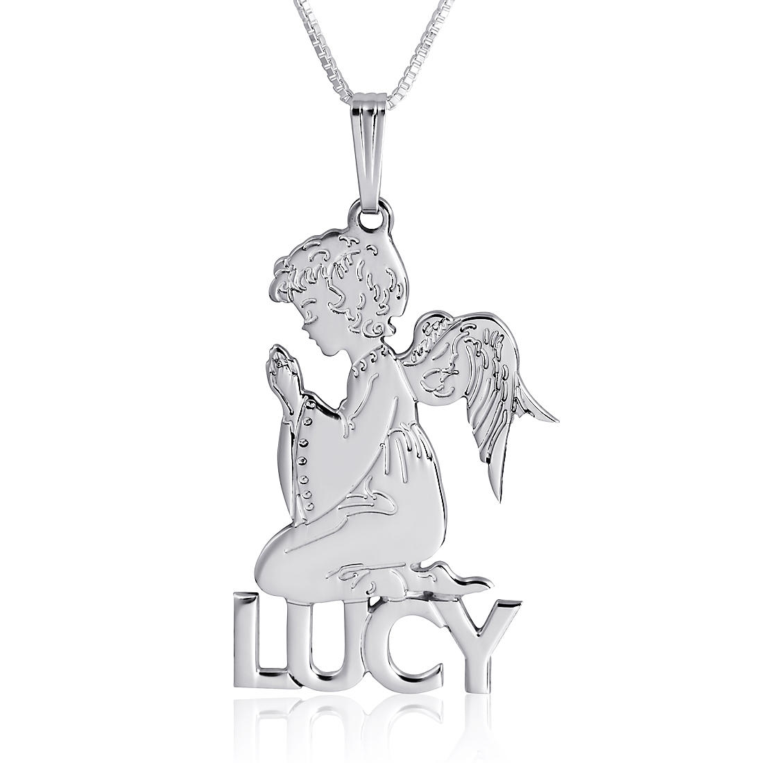 Guardian Angel Name Necklace, Sterling Silver - 1