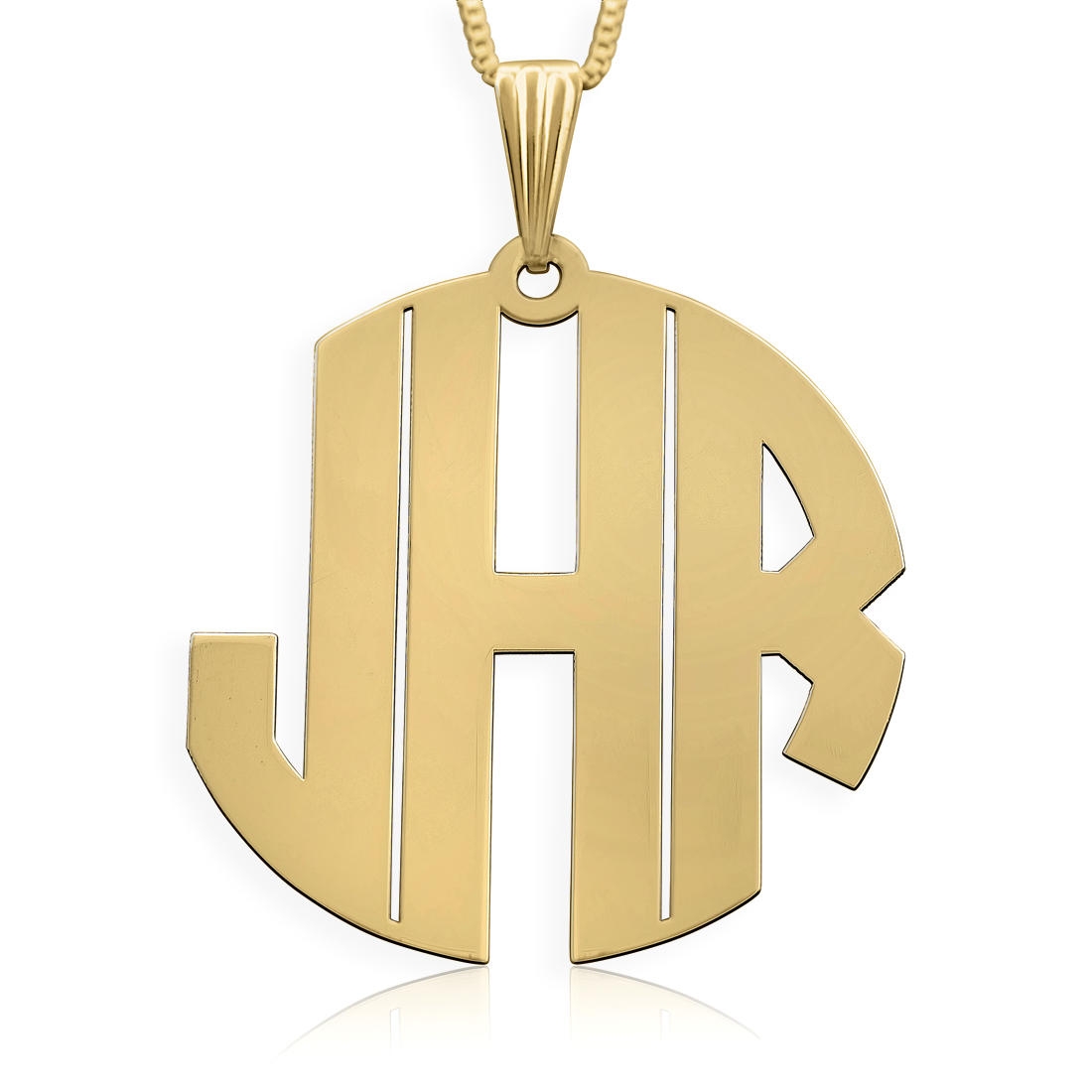 14k Gold Monogram Necklace, Bold Style - 1
