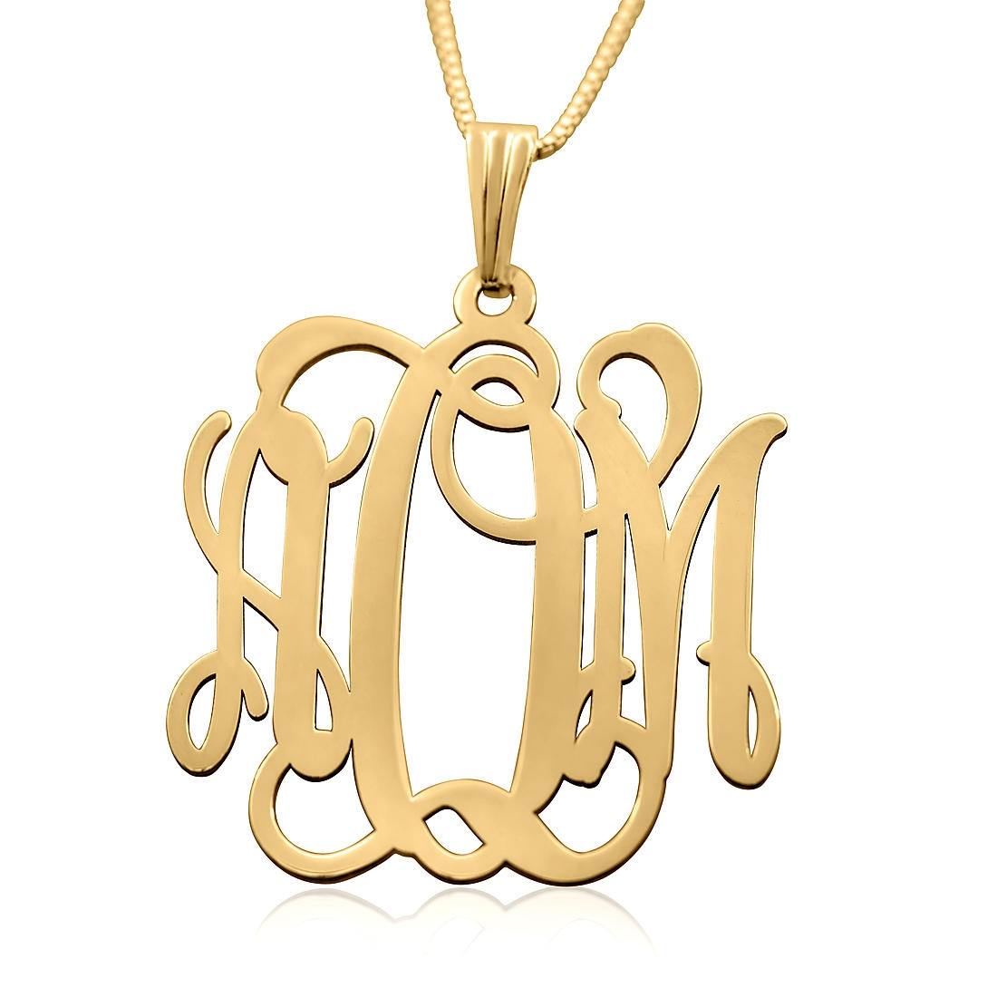 14k Gold Monogram Necklace, Lacy - 1