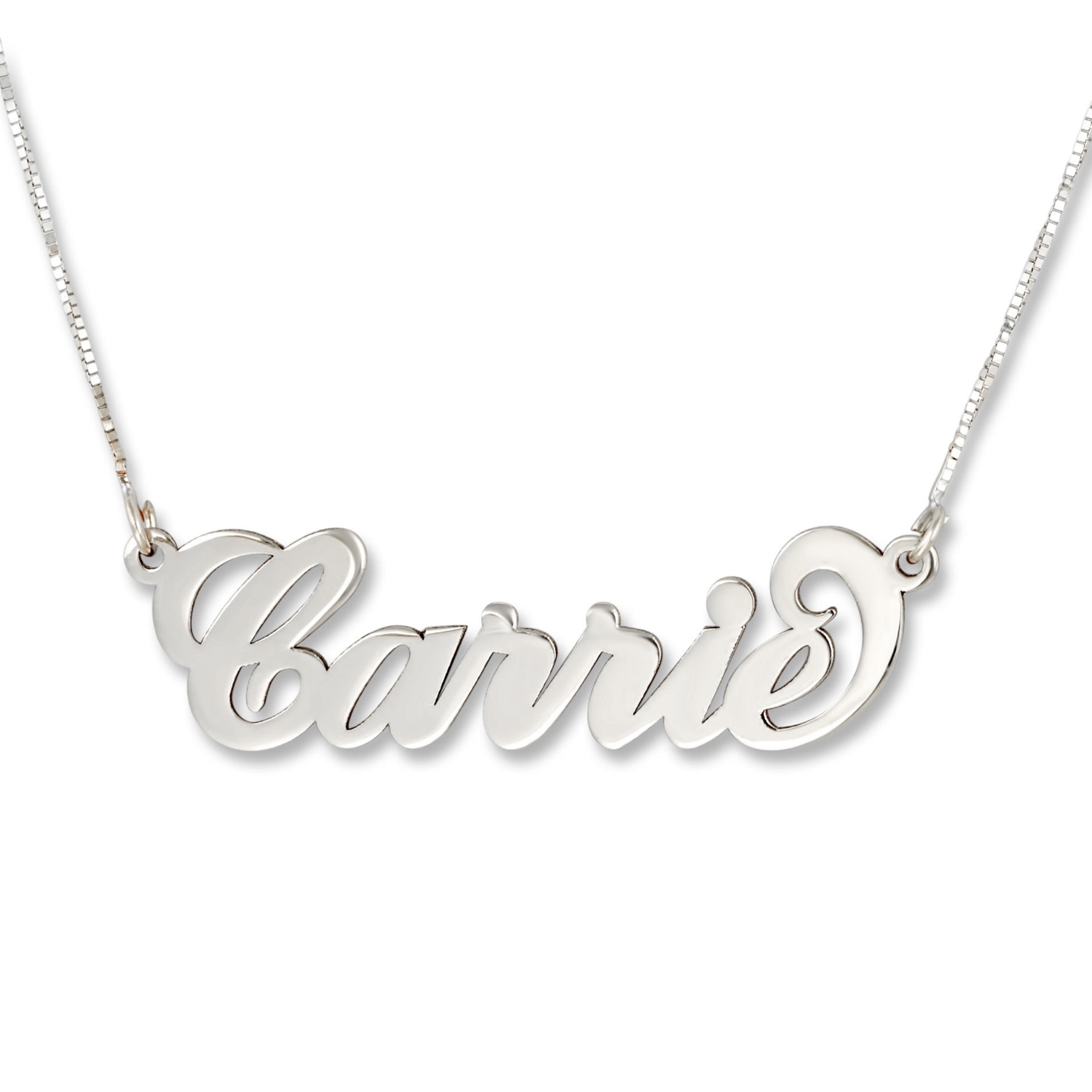 14K White Gold Carrie Style Classic Name Necklace - 1