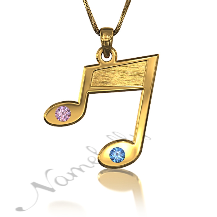 Music Note Necklace for Couples | Couple Initial Necklace