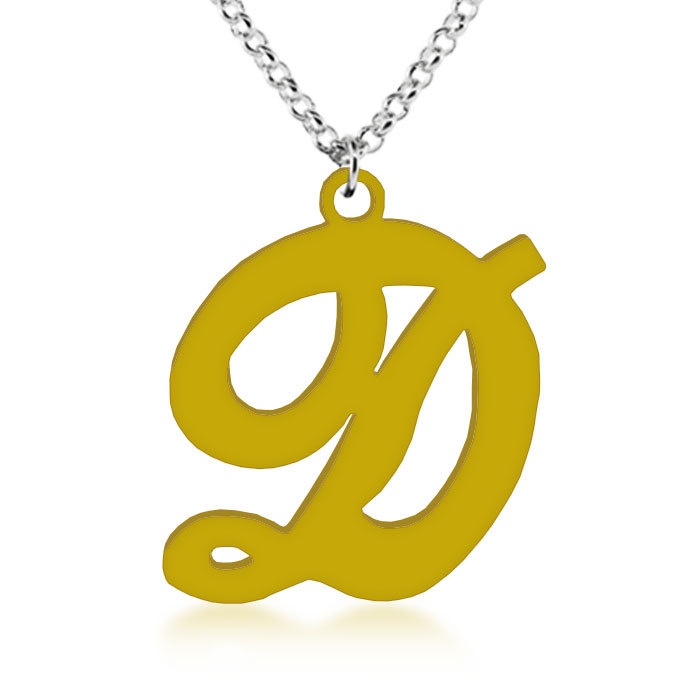 Acrylic Necklace with Script Font Initial - 1