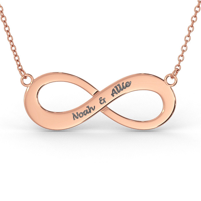 INITIALS INFINITY NECKLACE SET FOR COUPLES: STERLING SILVER, 24K GOLD, ROSE  GOLD | eBay