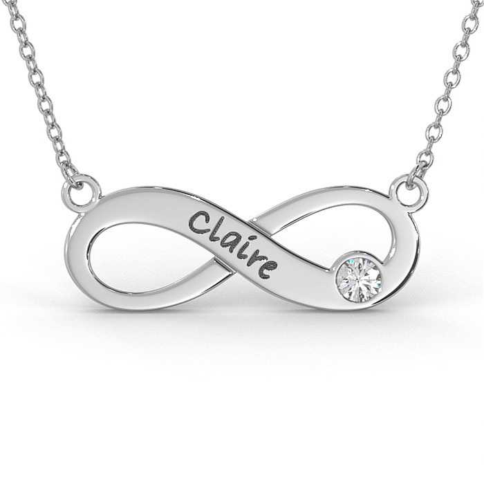 Infinity Name Necklace with Diamond in Sterling Silver - 1