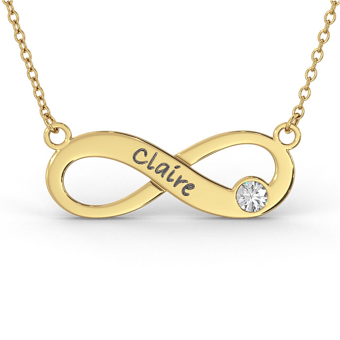 Infinity Name Necklace with Diamond in 18K Yellow Gold Plated - 1
