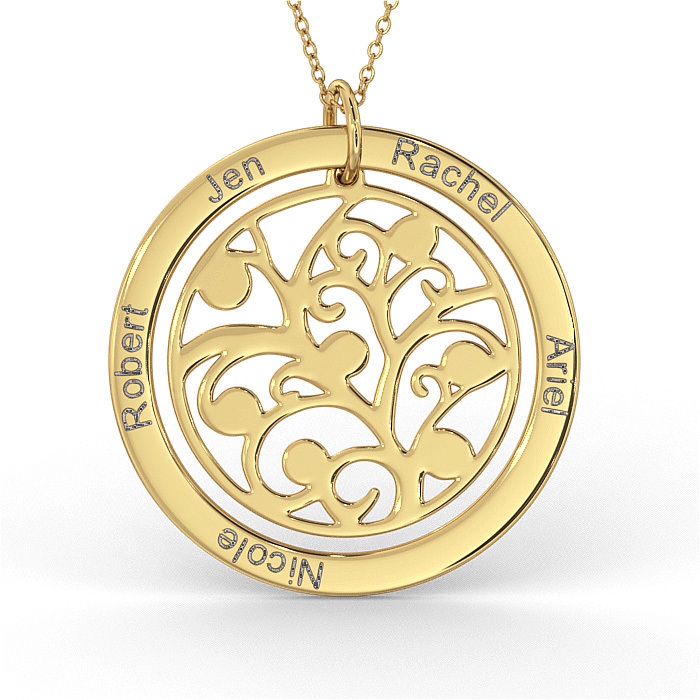 Family Tree Necklace in 14K Yellow Gold  - 1