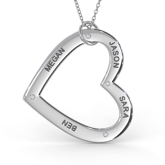 Heart Necklace Cutout with Diamond in 14k White Gold - 1