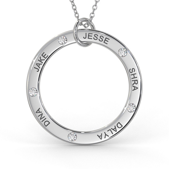 Circle Mom Necklace with Diamond in 10k White Gold - 1