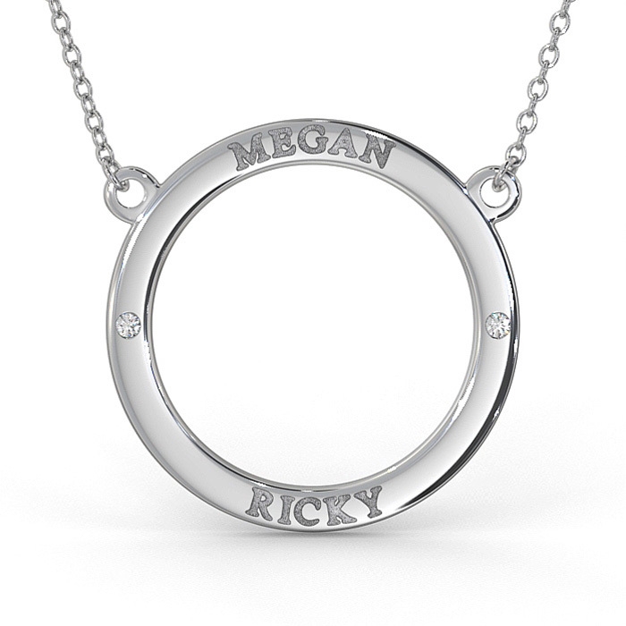 Couples Circle Necklace with Diamond in 10k White Gold - 1
