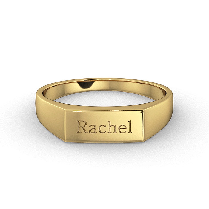 Signet Ring with Name IN 14K Yellow Gold  - 1