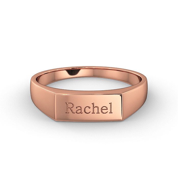 Signet Ring with Name in 10K Rose Gold  - 1
