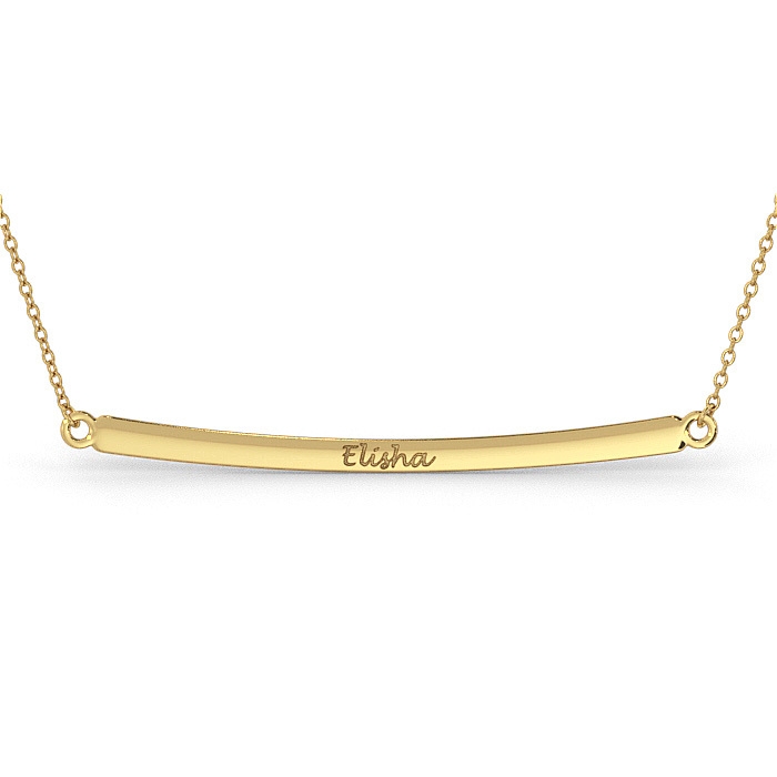 Curved Bar Necklace in 10K Yellow Gold - 1