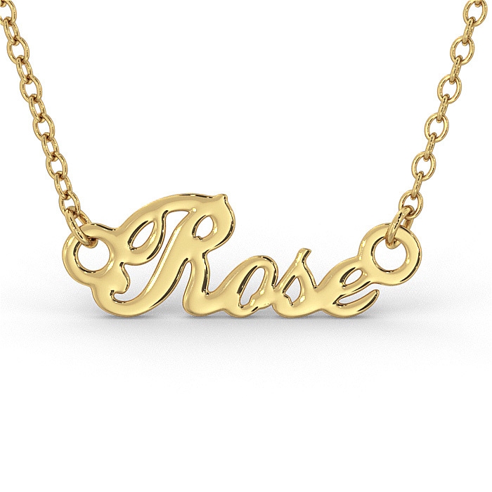 Tiny Name Necklace in 10K Yellow Gold - 1