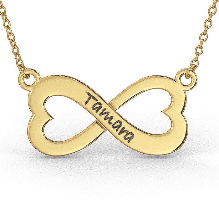 Infinity Heart Necklace in 14K Yellow Gold  - 1