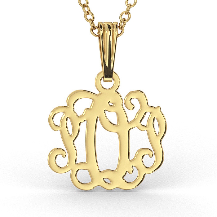 XS Monogram Necklace in 10K Yellow Gold  - 1