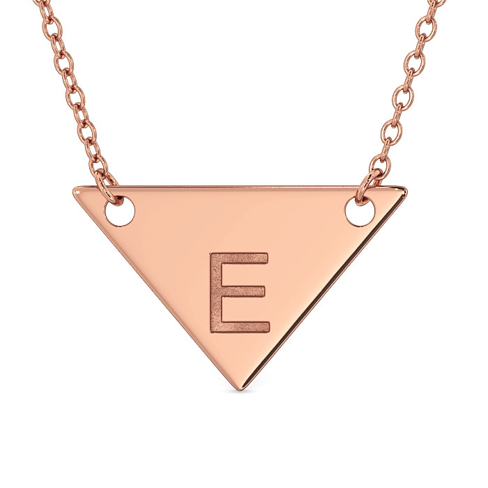 Triangular Pendant Necklace with Initials in Rose Gold Plating - 1