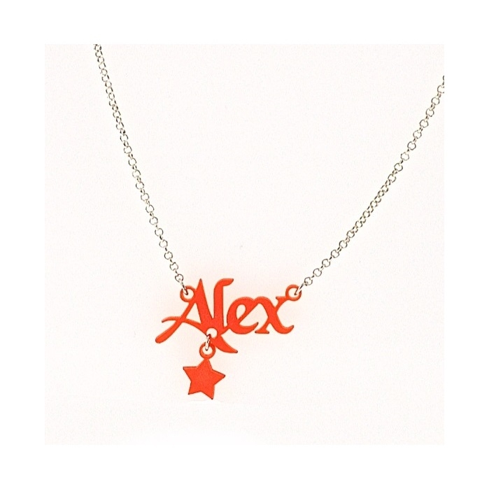 Acrylic Name Necklace with Star Charm - 1